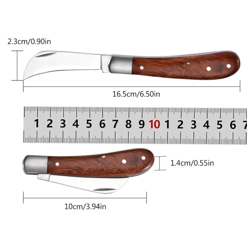 مجموعة صغيرة من سكاكين الفطر المصنوعة من الخشب مقبض للاستخدام الخارجي لأغراض الصيد والصيد متعددة الوظائف سكاكين حادة قابلة للطي سكاكين يدوية
