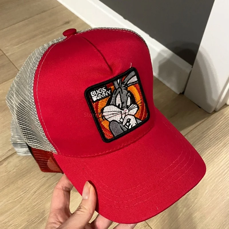 

Trucker Mesh Baseball Cap Cartoon Embroidered Rabbit Duck Taz Pattern Sun Protection Outdoor Hat Men Women Daily Wear Casual