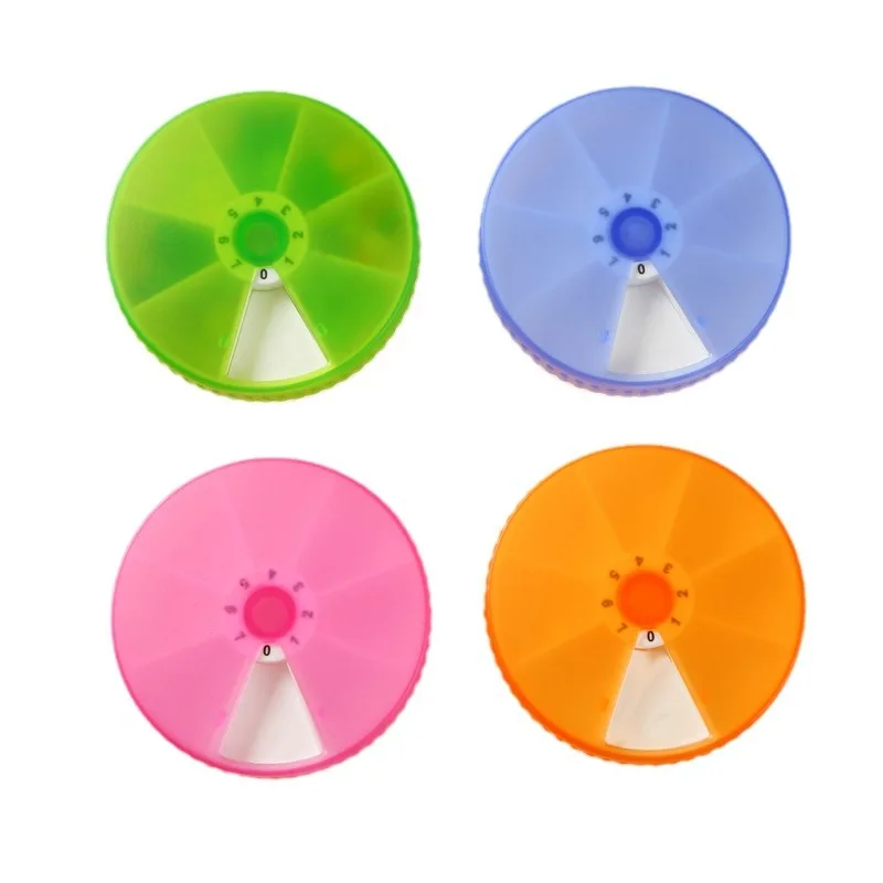 Mini organisateur de pilules rotatif rond à 7 compartiments, Portable, pour le stockage des capsules de médicaments, boîte à pilules hebdomadaire pour la gestion de la santé