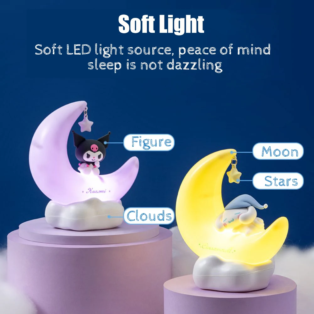 

Genuine Sanrio Nightlight My Melody Cinnamorol Anime Figures Moon Bud Kuromi Action Figure Desktop Ornament Decoration Xmas Gift