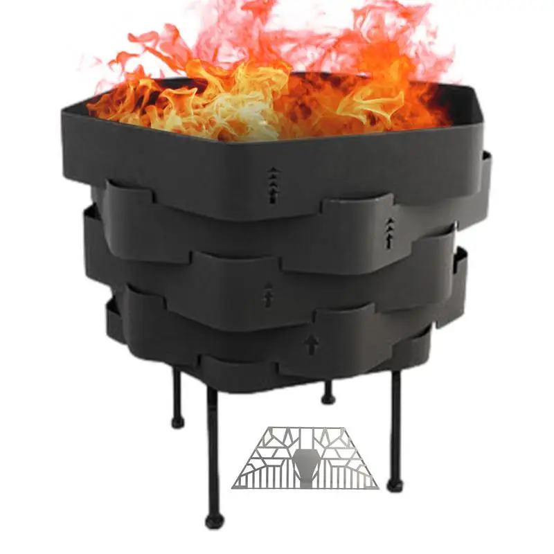 

Portable Camping Fire Pit Outdoor Firewood Stove Tent Heating Burner Heating Campfire Pit Camping Folding Wood Bonfire Burner