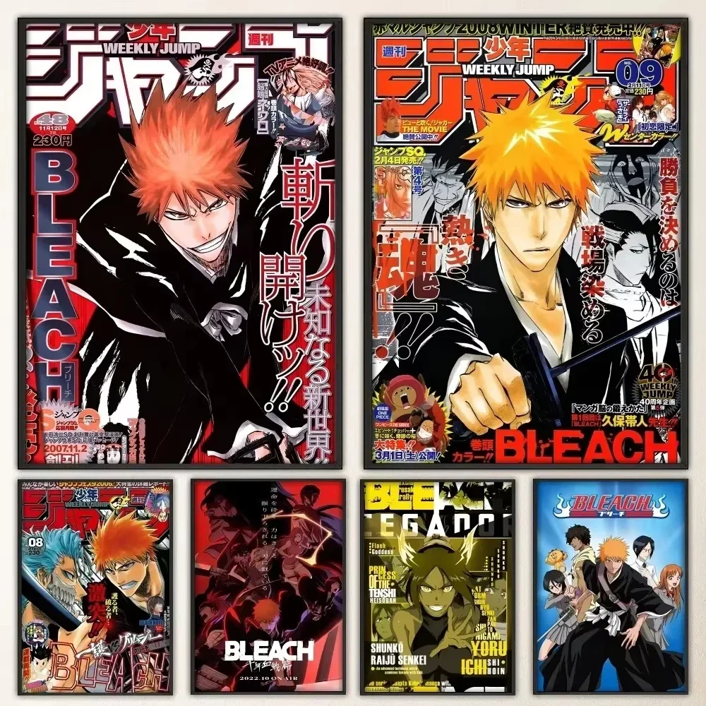 Anime Bleach Poster Fancy Wall Art Poster for Living Room Bar Vintage Living Room Bedroom Home Decorative Canvas Painting Middle