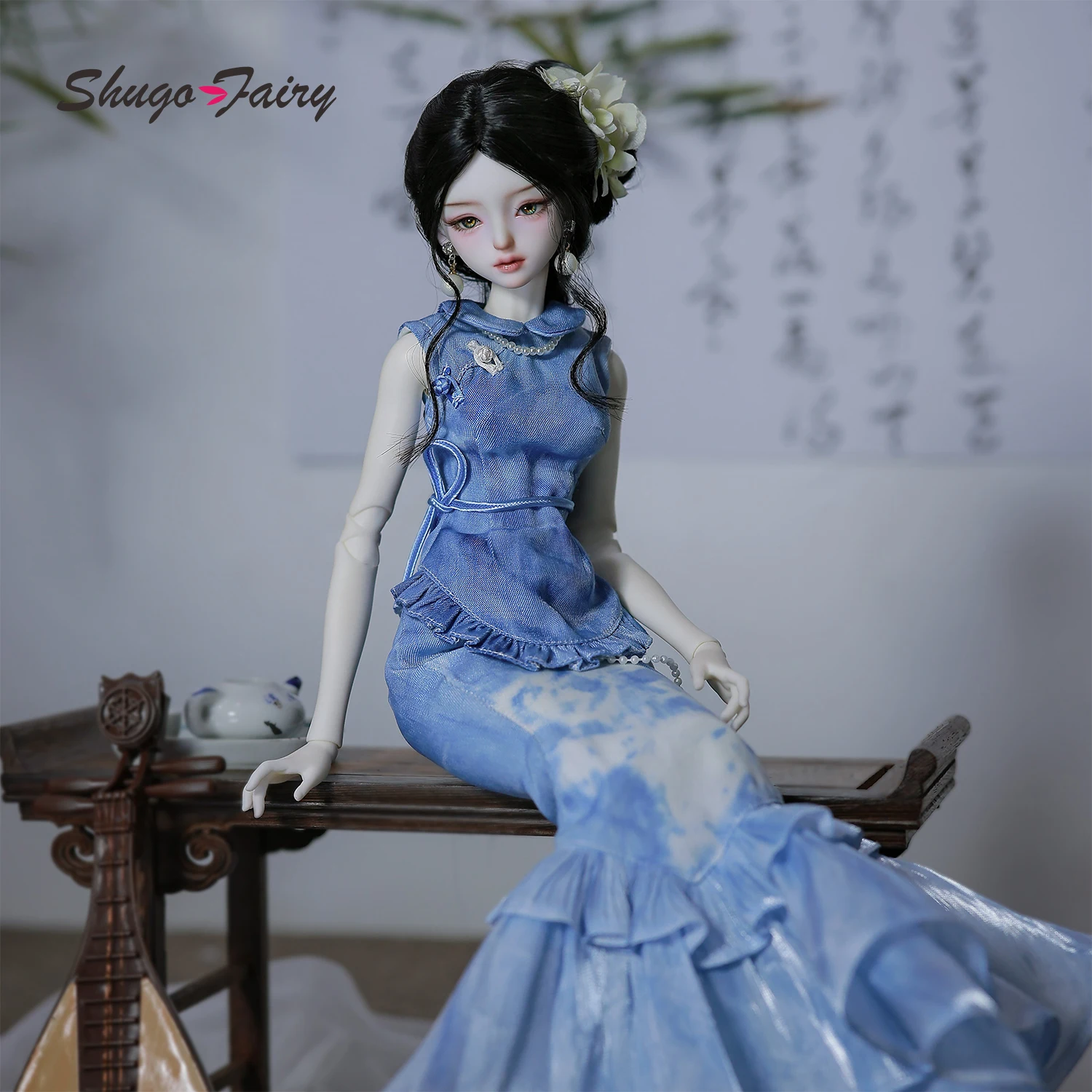 ShugaFairy Sophia A 1/4 Bonecas Bjd Jiangnan Ice-Muse Neo-Chinês Sedudo Scholar Cheongsam Sereia Anime de Alta Qualidade Conjunto Completo