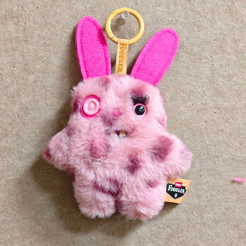 

New Genuien Fuggler Baby Pinkles Keychain Doll Pink 10cm Plush Teeth Monster Ugly Cute Key Ring Backpack Pendant Toys Gift