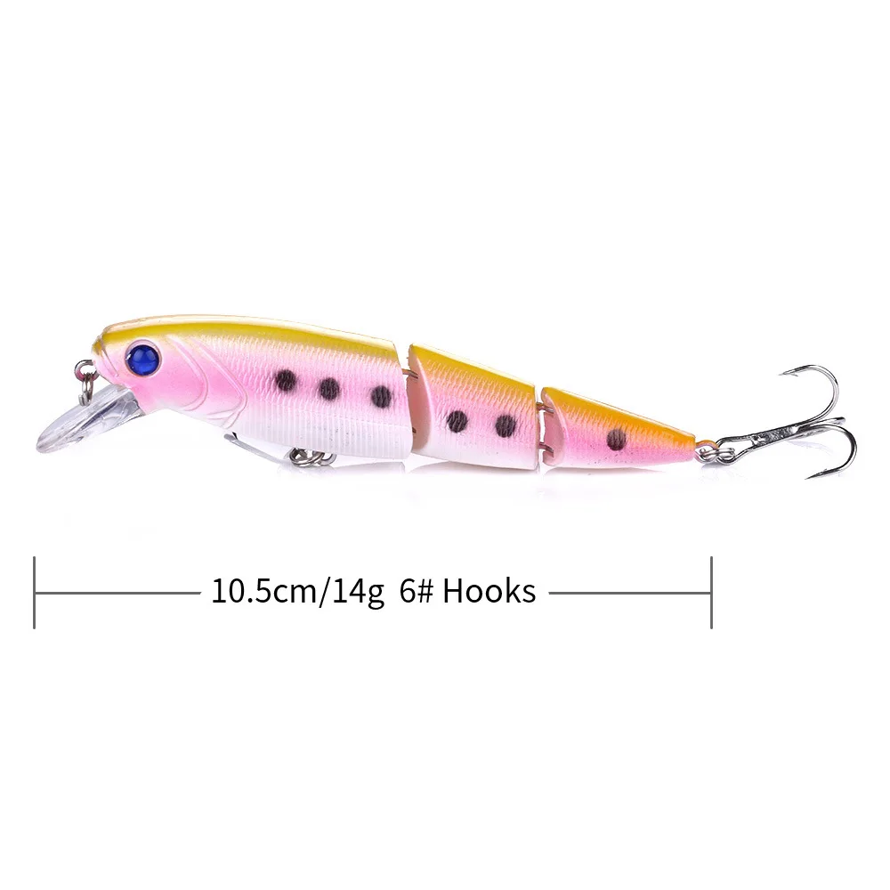 10.5CM-15G Fishing Lure Minnow Quality Professional Bait Swim Bait Jointed Bait Equipped Black or White Hook Double Section Bait