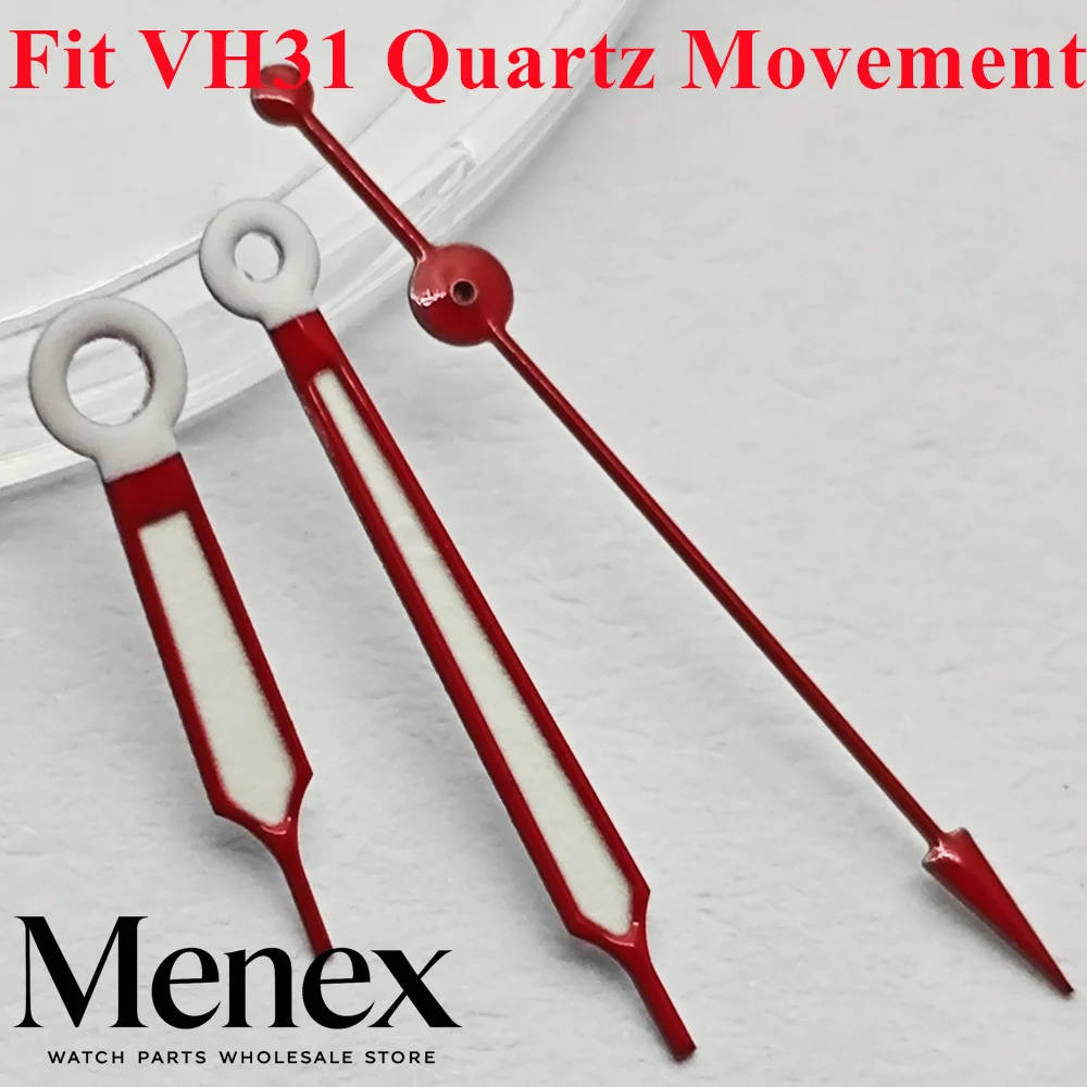 Menex White-Red Watch Hands Green Luminous Fit VH31 Quartz Movement Pointer Set Watch Mod Replacement Spare Repair Parts - view 3