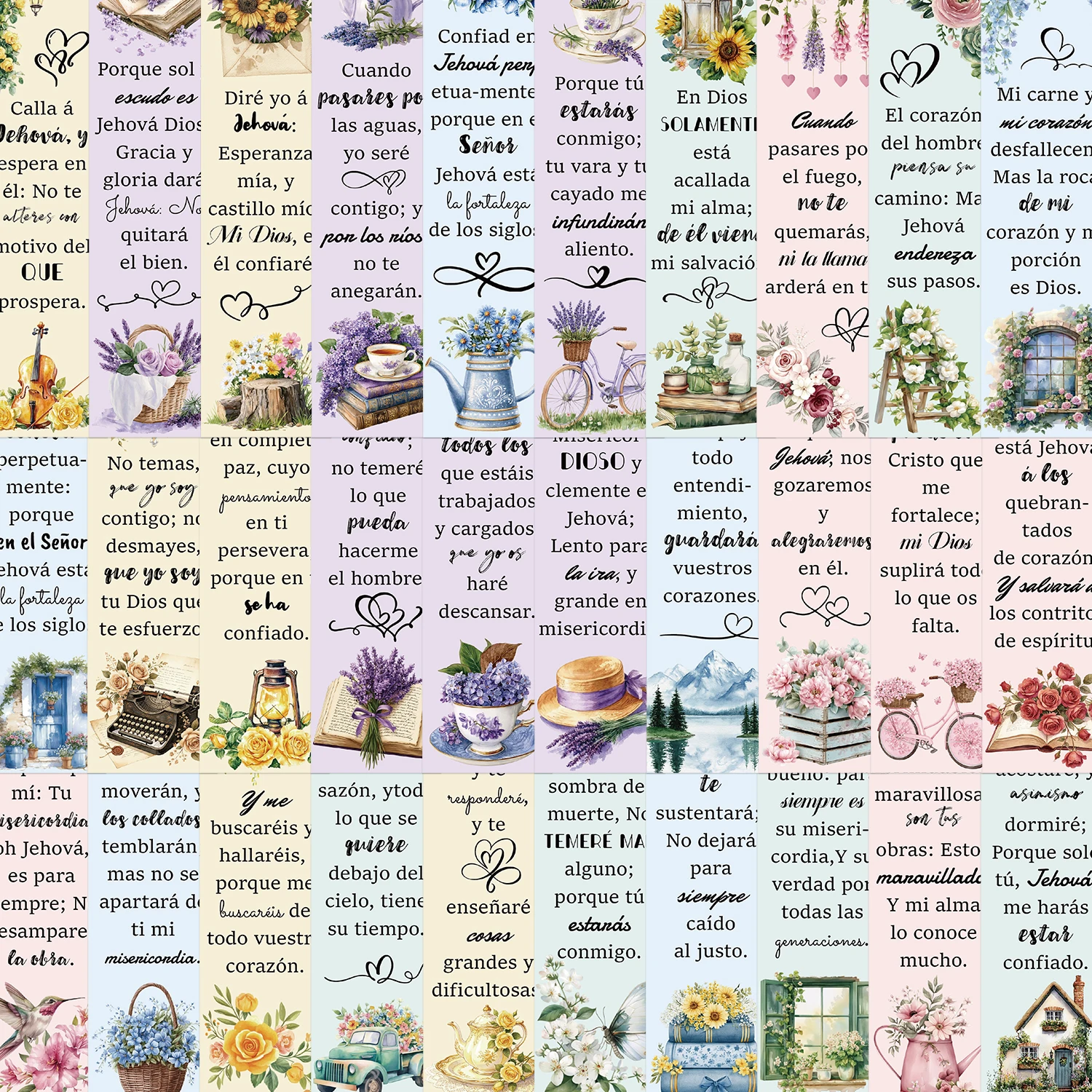 30PCS Spanish Bible Bookmark Nostalgia Bicycle Phone Motorcycle Vintage Reading Book Office Living Room Cafe Landscape Bookmarks