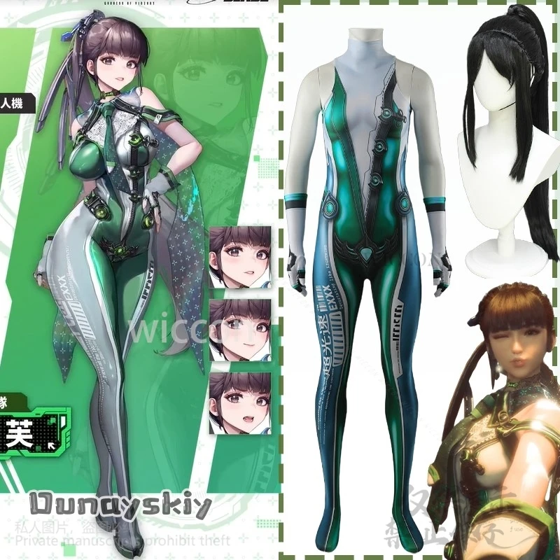 

Anime Game Nikke Cosplay Blade Collab Eve Costume 3D Printed Green Sexy Jumpsuit Punk Zentai Bodysuit Y2K Jirai Kei Girls Outfit