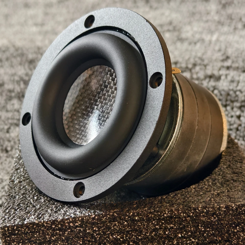 3.5-Inch Long-Throw Mini Subwoofer Driver Carbon Fiber Cone, Thick Surround, Dual Spider Design Music DIY Bluetooth portable