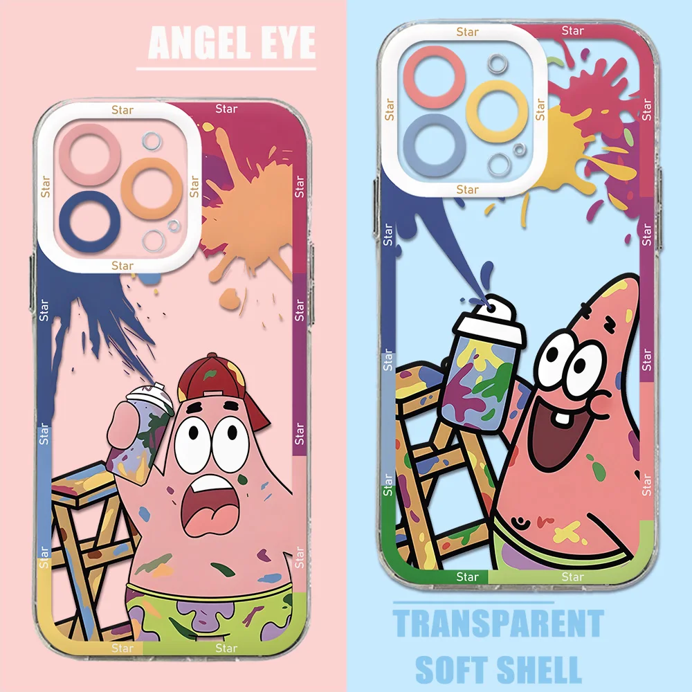 Cute Cartoon Patricks Stars Phone Case for IPhone 15 14 13 12 11 Mini Pro Max X XR XSMax 6S 6 7 8 Plus SE20 Transparent Cover