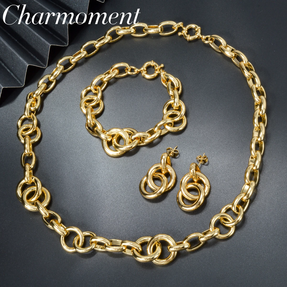 Dubai Luxury Jewelry Sets For Women 18K Gold Plated Necklace Bracelet Earring 2024 Trend Wedding party Jewelry Mother's Day Gift