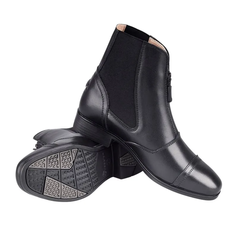 Short Boots Cowhide Boots Men's and Women's Front Zipper Cowhide Riding Boots Obstacle Riding