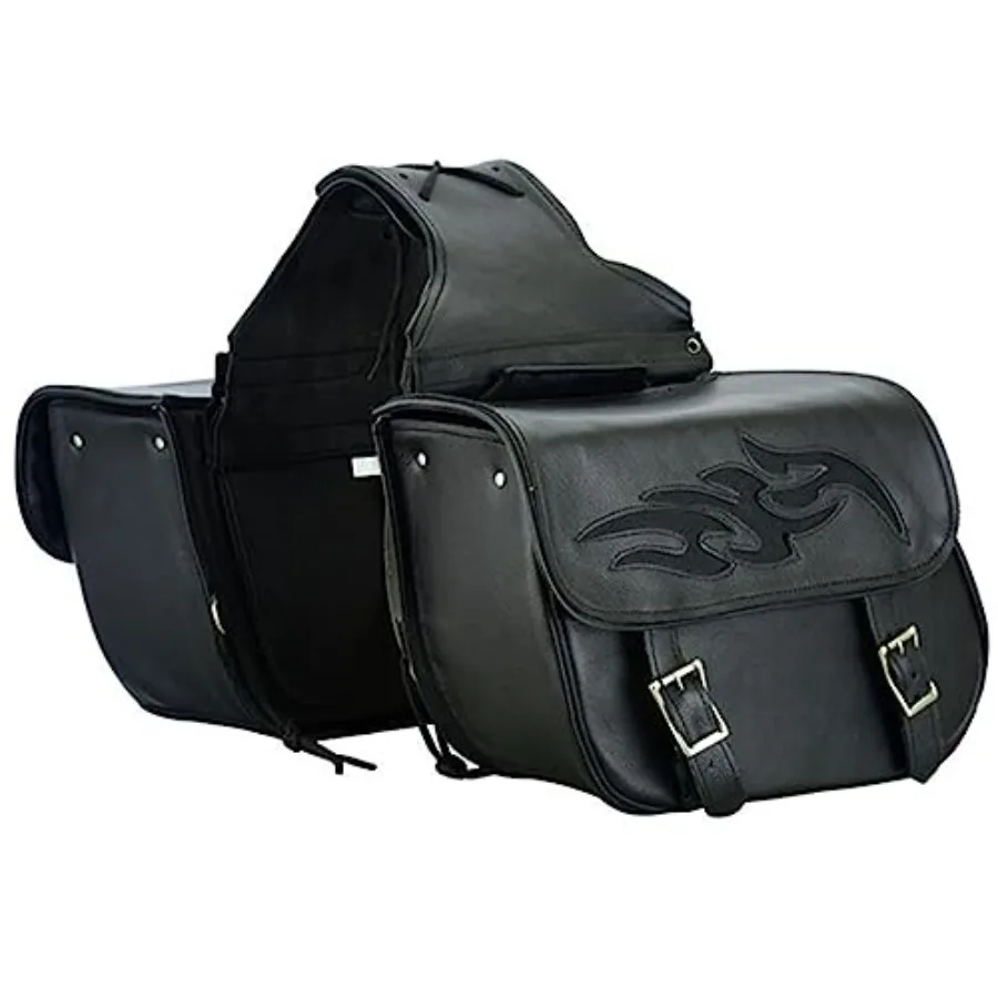 

Naked Cowhide Leather Motorcycle Saddle Bags Throw Over Saddlebags for Honda Shadow Sportster Softail Dyna Vstar with Premium L