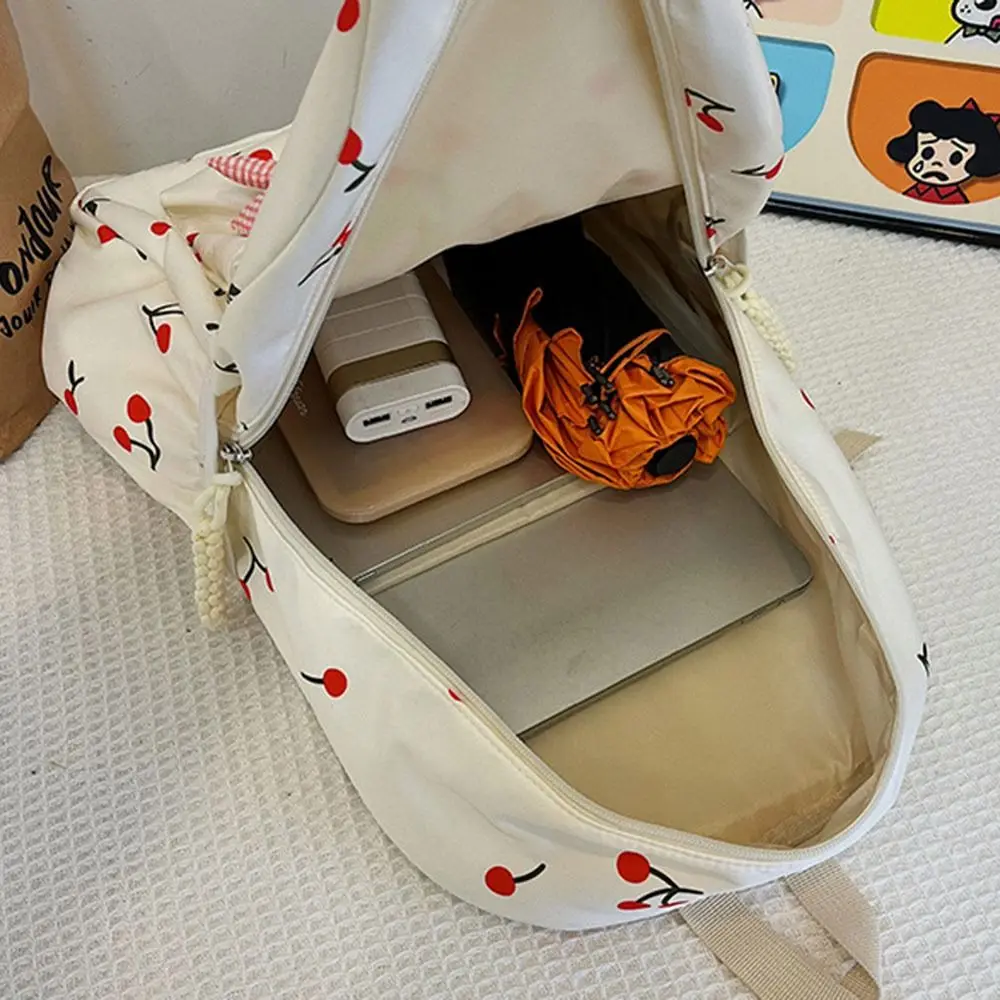 3Pcs/Set Oxford Cloth Cherry Backpack Preppy Style Large Capacity Laptop Backpack Adjustable with Lunch Bag & Pencil Case