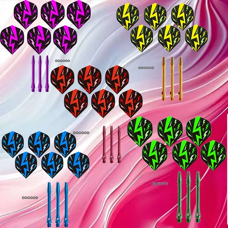 

6PCS Darts Flights Feather Tail Leaves with 3PCS Aluminium Dart Shafts 6PCS O-Ring Dart Accessories Set for Steel Tip Darts