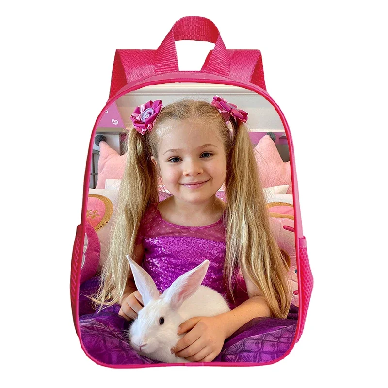 12 Inch Kids Diana Show Print Backpack for Preschool Girls Kids Kindergarten School Bag Toddler Pink Bookbag Back To School Gift