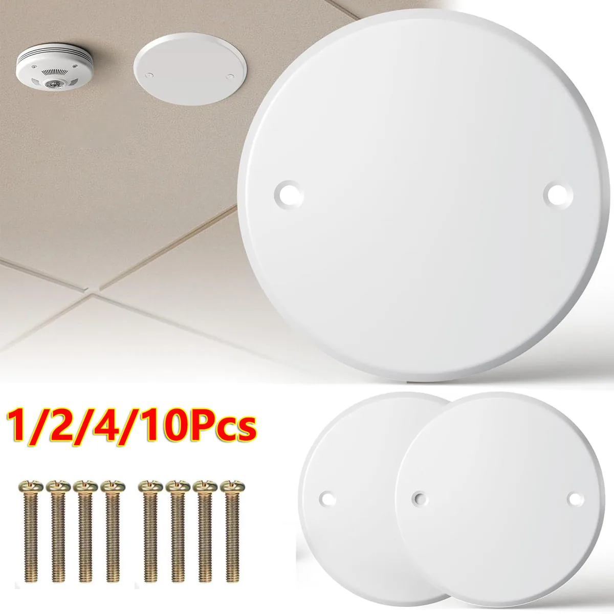 

1/2/4/10Pcs Ceiling Hole Cover Round Covering Plate Circular Ceiling Blank Up Covers Flat Blank Plate Round Electrical Box Screw