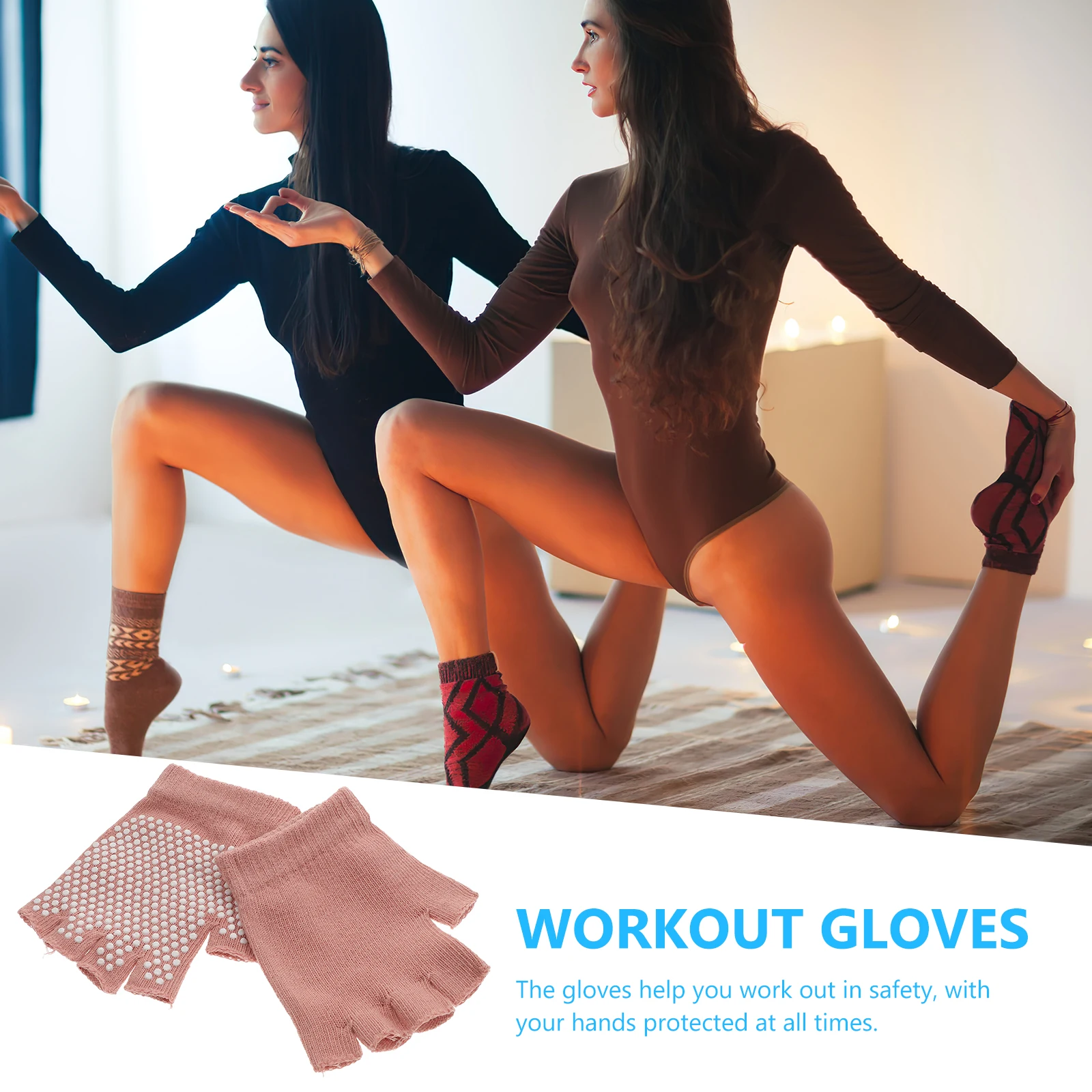 

1 Pair Non-Slip Breathable Fingerless Workout Knit Half Finger Gloves Fitness Gloves For Exercise Gym Training Pink