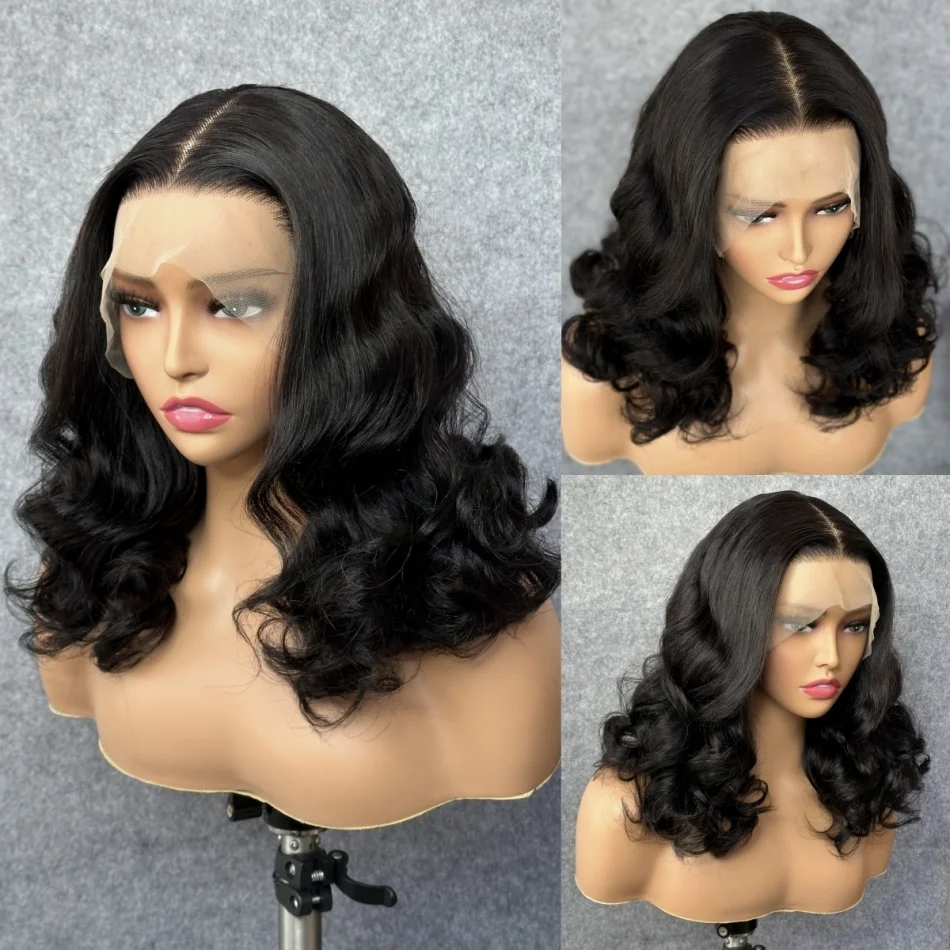 

250 Density Black Body Wave Short Bob 13x4 Lace Front Wig For Women 4X4 Lace Frontal Loose Wave Human Hair Bob Wigs Brazilian