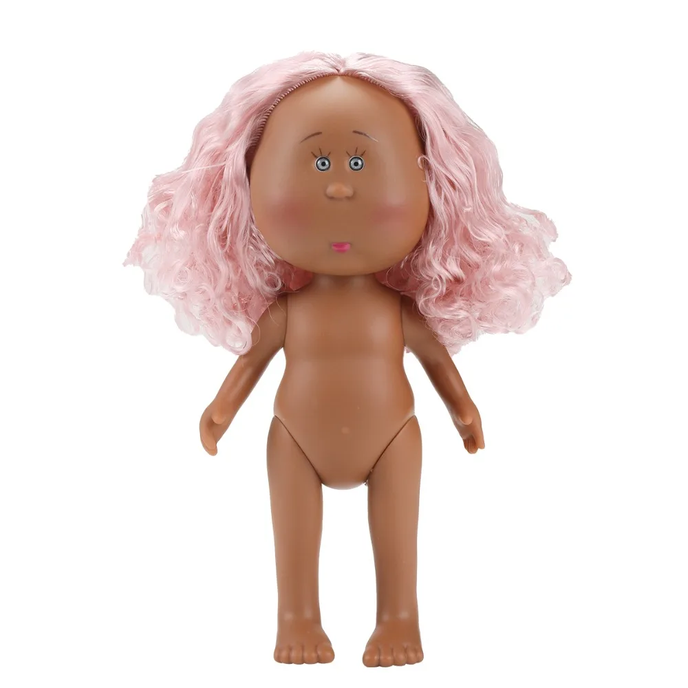 Boneca de Vinil com Cabelo Cacheado de 24cm, Boneca Mia Potato com Olhos de Grão de Feijão, Acessórios para Bonecas de Ação de Pele Escura