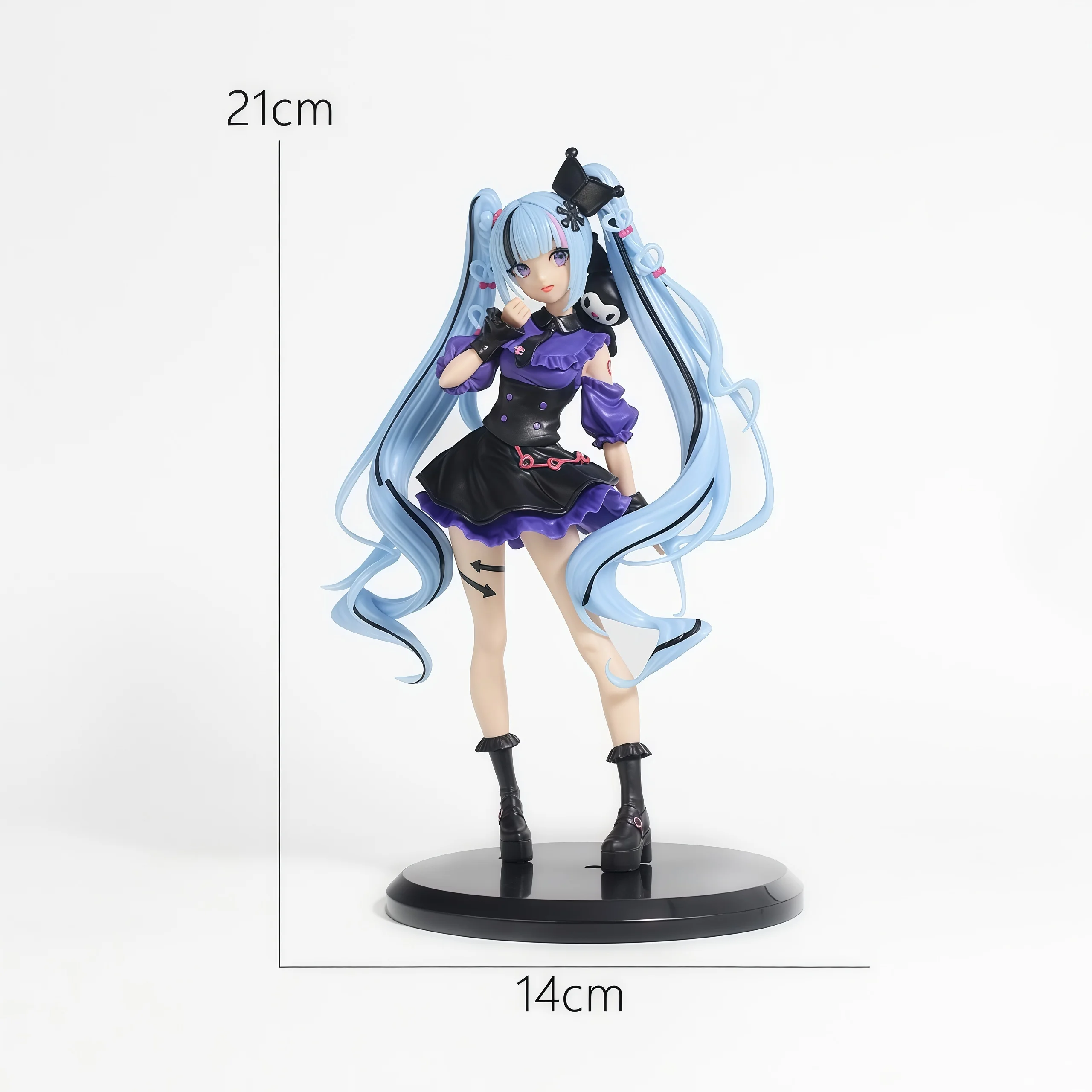 Anime 21cm Hatsune Lila Stehende Figur Niedliche Coole Actionfigur Modell PVC Spielzeug Desktop-Sammlung Weihnachtsgeschenke Auf Lager – Detail 6