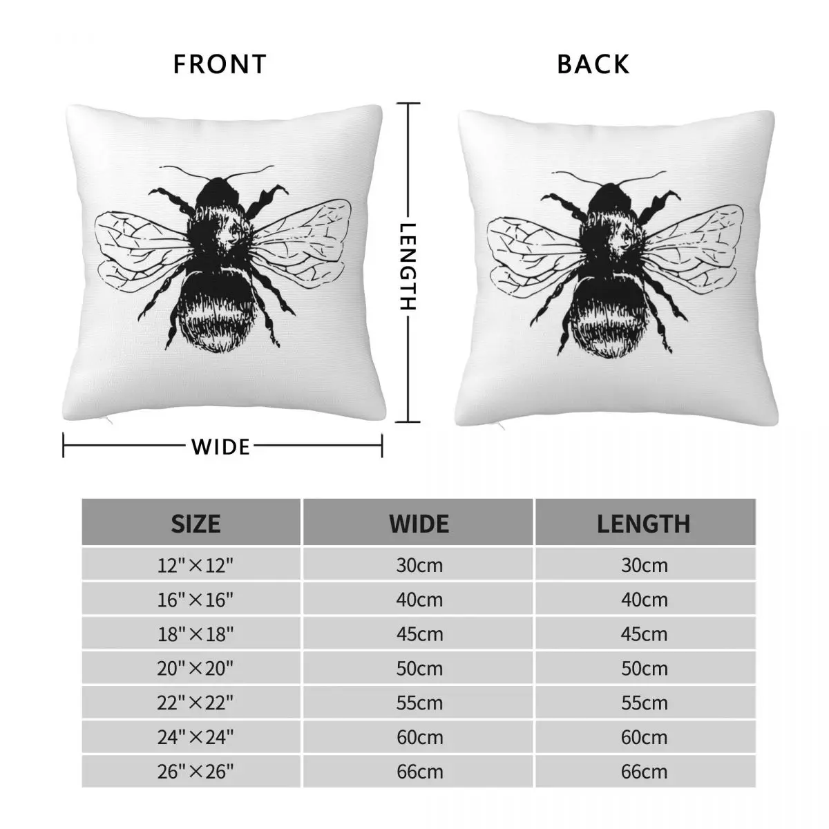 Bumble Bee Pillowcase Polyester Linen Velvet Printed Zip Decor Pillow Case Room Cushion Cover 18