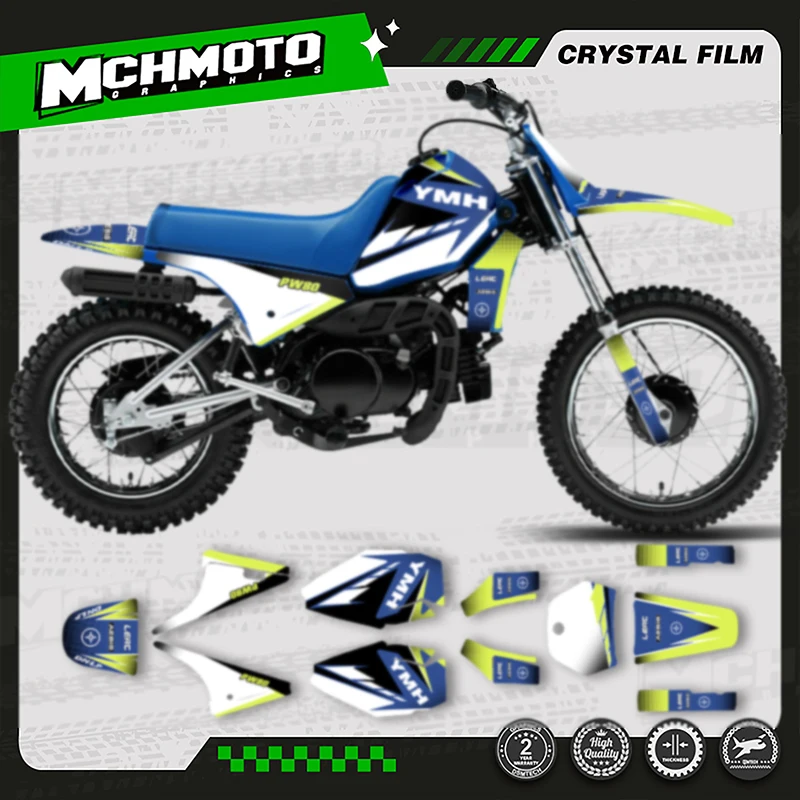 

MCHMFG Full Set Motorcycle Grsphics Decal Adhesive Stickers Kits Number Name Custom For YAMAHA PW80 PW 80