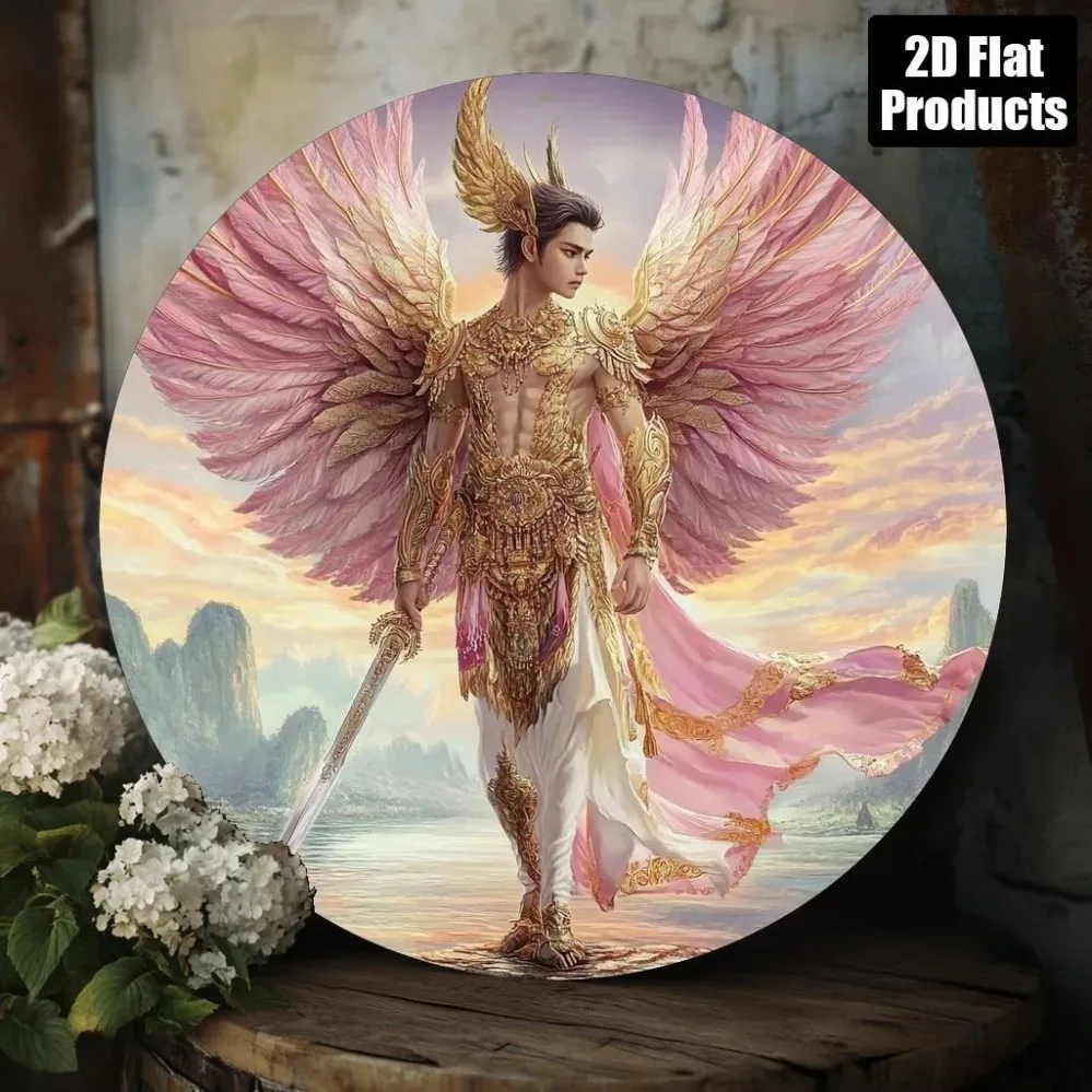 لافتة ألومنيوم بأجنحة كبيرة مقاس 8 × 8 بوصة من الملاك التايلاندي - فن ديكور ثنائي الأبعاد لغرفة المعيشة في المكتب المنزلي، هدية عيد الأب/الأم