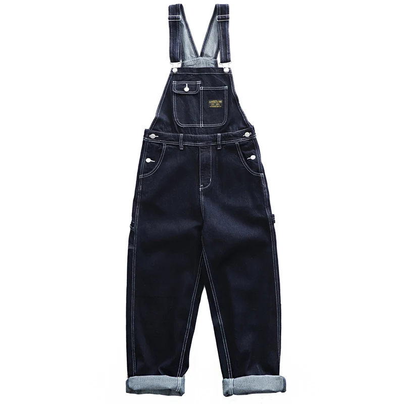 Amekaji Vintage Jeans Men Autumn Winter New Multi-pocket Plain Striped Overalls Straight Denim Jeans Retro Casual Long Trousers