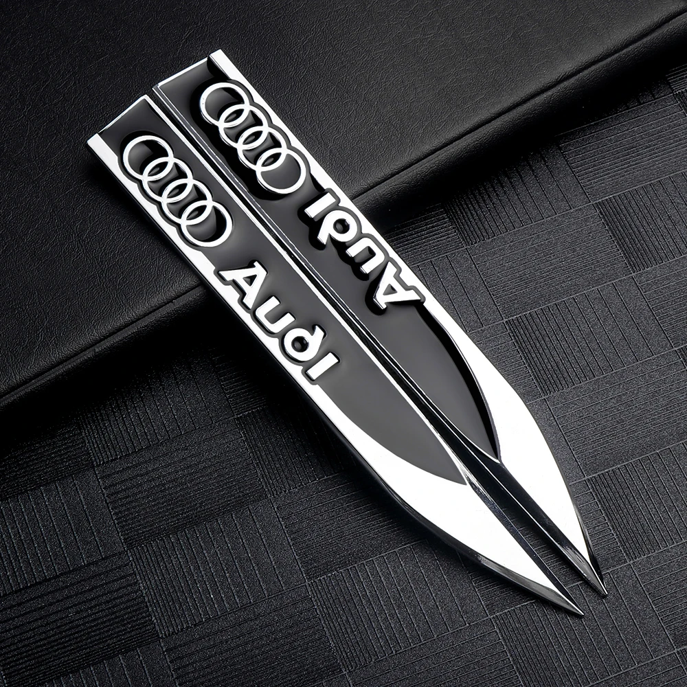 2PCS Car Left Right Wing Side Fender Sticker Auto Emblem Decoration for Audi Sline TT A6 C6 A5 A4 B8 B6 A3 A8 A2 A1 Q3 Q5 Q7 RS