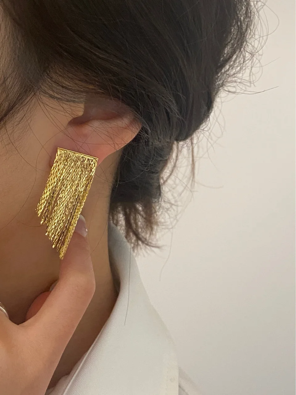 

Brass AAA Zircon Tassel Drop Earrings Women Jewelry Punk Party T Show Gown Runway rare Boucle d'oreille Korean Japan Style