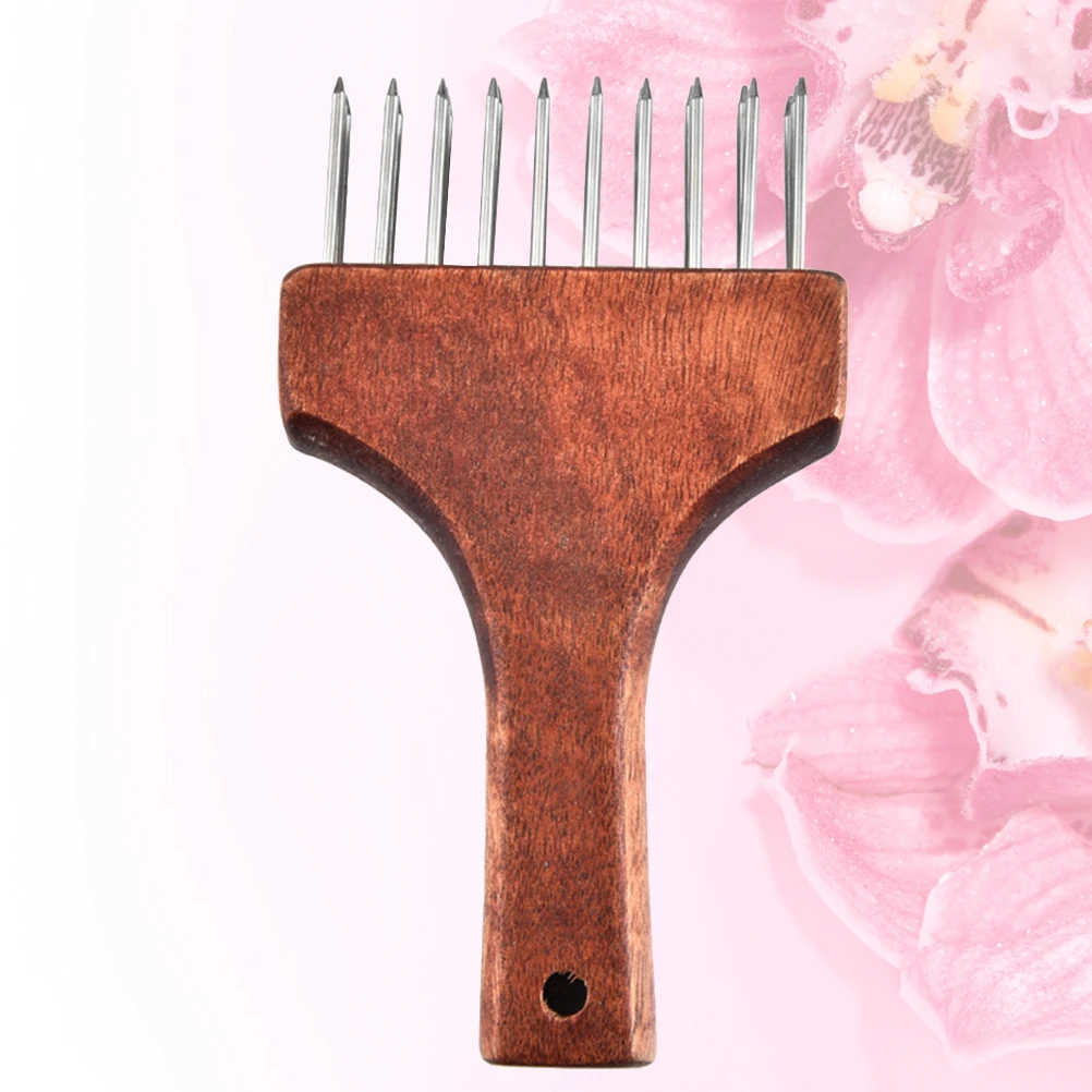 

Stainless Steel Meat Tenderizer Wooden Handle Steak Needle Kitchen Pounder Pork Beef Tool Easy Penetration Dishwasher Safe (Dark