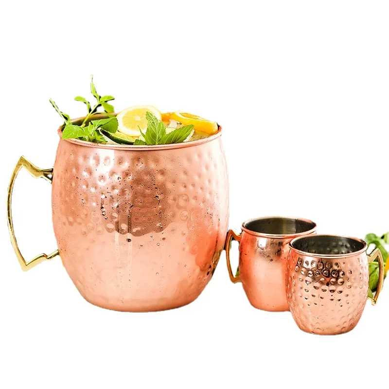 

550ml/5L Stainless Steel Hammered Cocktail Cup Bar Jug Pitcher Ice Bucket Travel Mug Bar Tools Beer Cup Moscow Mule Copper Mugs
