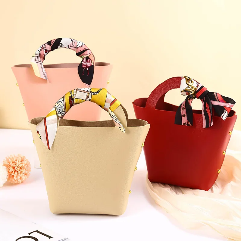 20pcs Wholesale Pink Leather Bag Creative Handbag Styling Temperament Small Gift Box Baby Gift Party Christmas Candy Box Gift