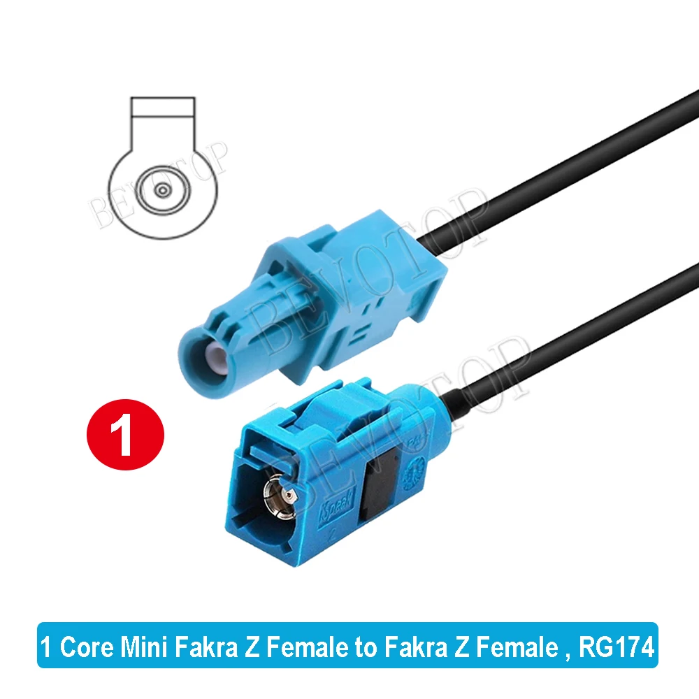 1PCS RSBG Type 1 Pin Mini Fakra Z to Fakra Z Male/Female Connector RG174 Cable BEVOTOP Wire Harness