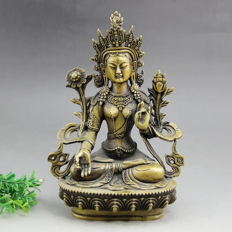 

Antique miscellaneous handicrafts, copper ware collection, brass Bodhisattva Guanyin Tantra Buddha statue home