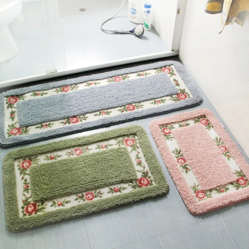 Ins Pastoral Style Bath Mat Bathroom Kitchen Multiple Sizes Carpets Set Anti-Slip Doormat Shower Room Toilet Rugs Floor Area Pad