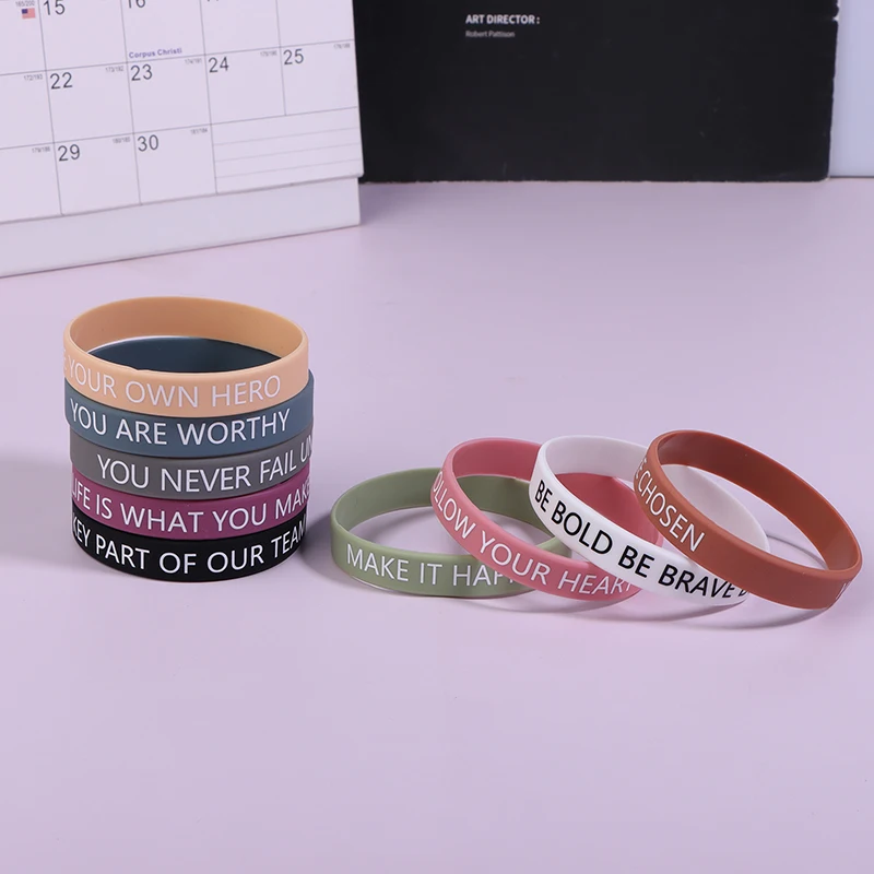 Motivational Quote Rubber Wristbands Colored Inspirational Silicone Bracelets Stretch Unisex Wristbands For Women Men Gifts