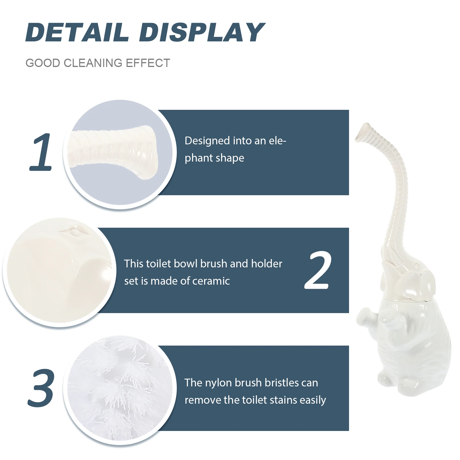 

1Set Stylish Elephant Toilet Brush and Holder Kit Heavy Duty Scrub Brush for Bowl Tub Floor Cleaning Home Supplies Essential