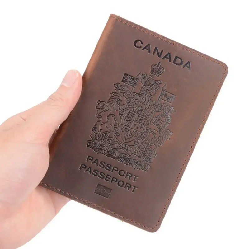 Genuine Leather Canada Passport Cover For Canadians Credit Card Holder Passport Case Unisex Travel Wallet