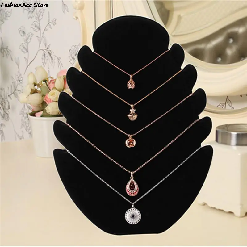 1Pc Jewelry Pendant Necklace Chain Display Holder Stand Velvet Easel Organizer Rack Women Jewelery Multi-functional Storage