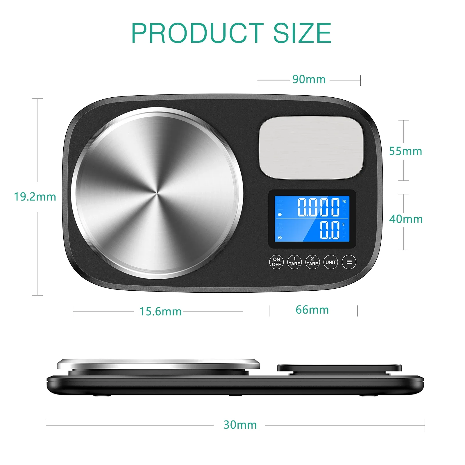 

Dual Fan Electronic Digital Coffee Kitchen Scale, Multifunctional Food Weighing Scale Measuring Tool, 10kg, 1g
