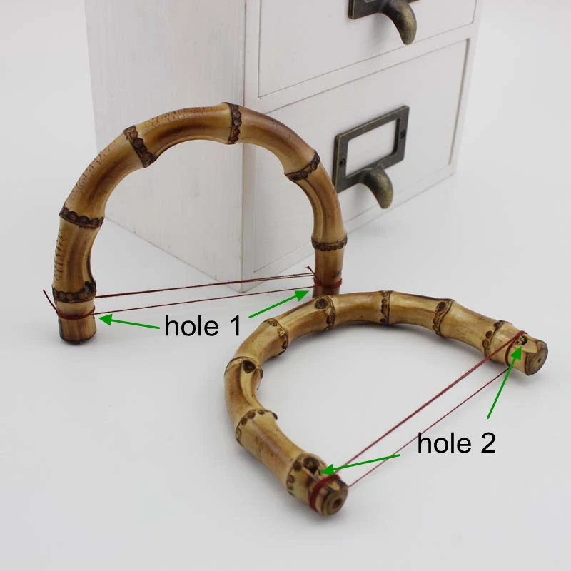 4-10 piezas, asas pequeñas de bambú de 10x9 cm con 2 orificios para bolsos de ganchillo, bolsos casuales hechos a mano, asas de bambú para bolsos tejidos