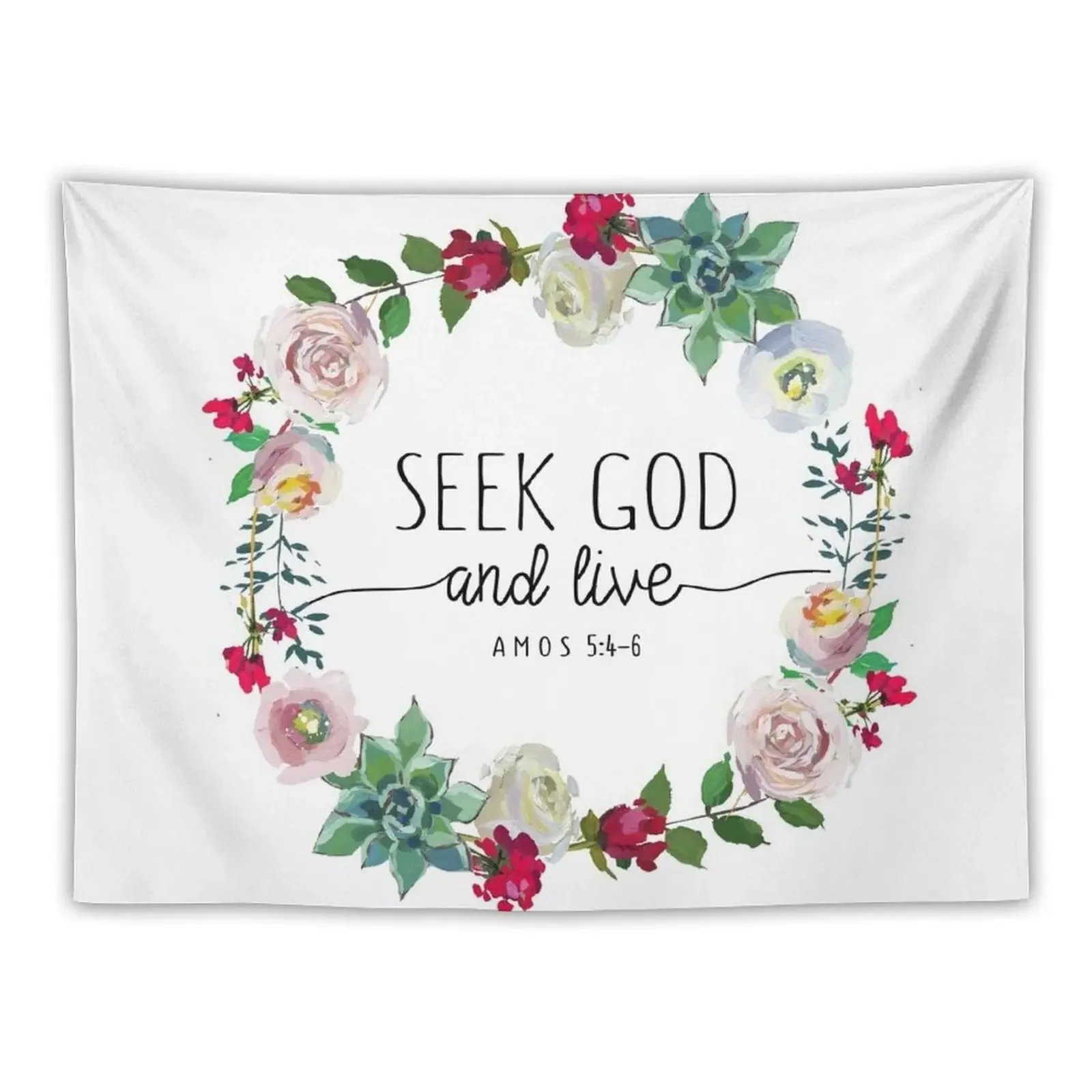 

Christian Quote - Seek God and Live Tapestry Wallpaper Aesthetic Room Decoration Tapestry