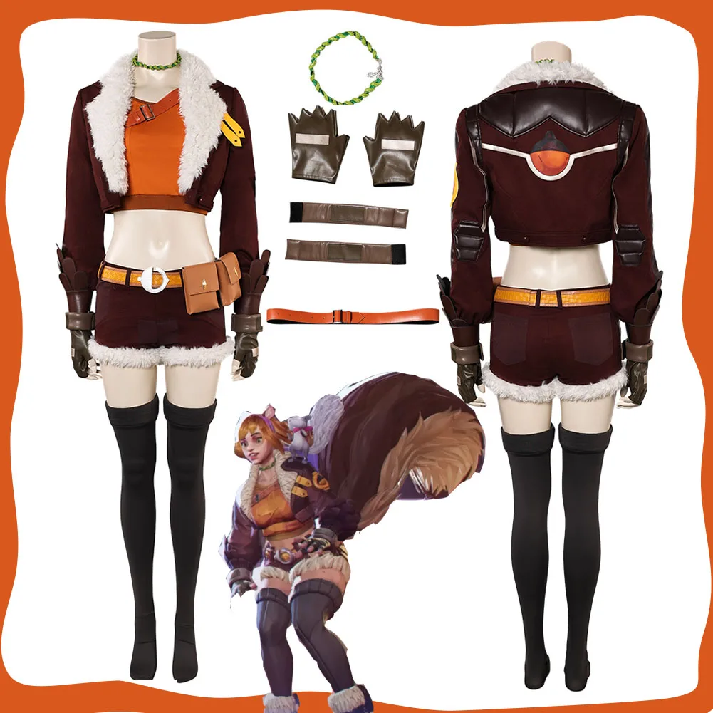 Movie Rivals Doreen Cos Green Cosplay Women Squirrel Girl Costume Outfits Roelplay for Female Halloween Carnival Disguise Suit