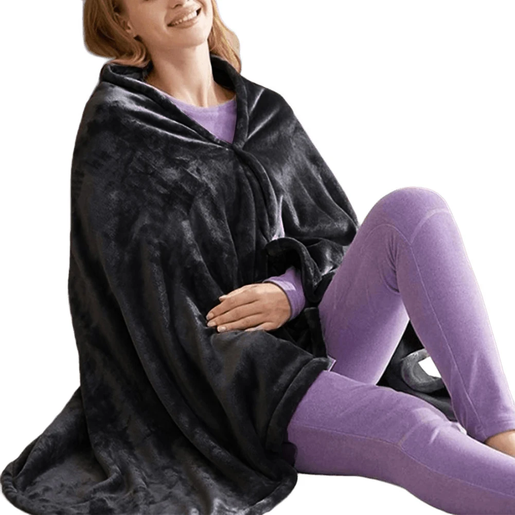 

USB Heated Shawl Electric Heating Blanket 3 Heating Level Wearable Heated Poncho Throw Soft Heated Throw Blanket for Home Office