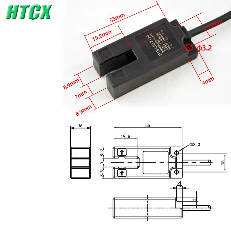 New Transparent film detection slot type photoelectric switch potentiometer Transparent sealing film packaging machine FGU07-GN