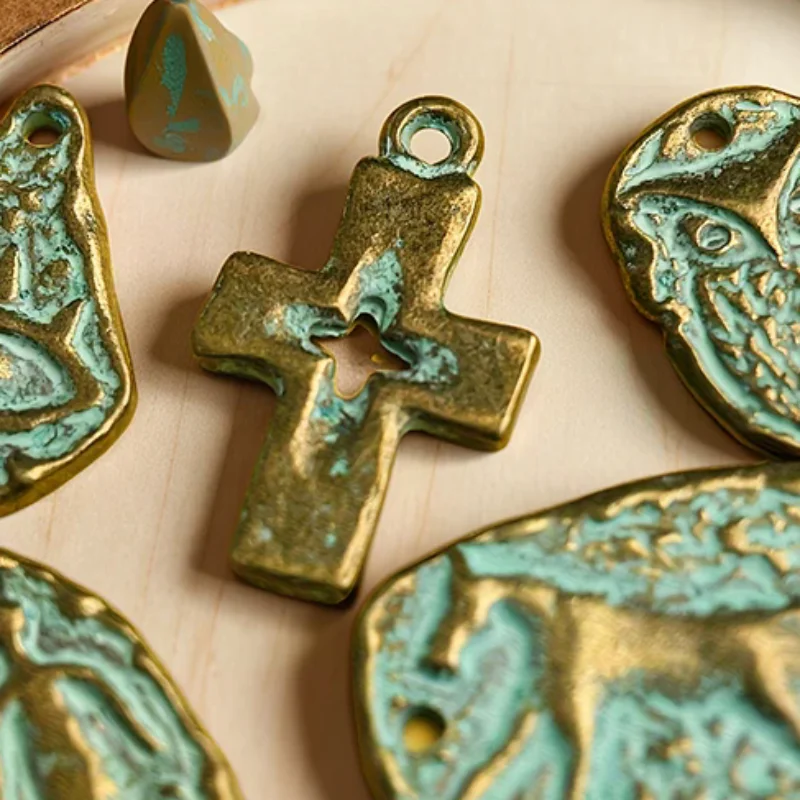 

10Pcs Various Retro Totem Style Metal Button Pendants For Clothing Coats Uniforms Jacket Decor Hanging DIY Making Accessories