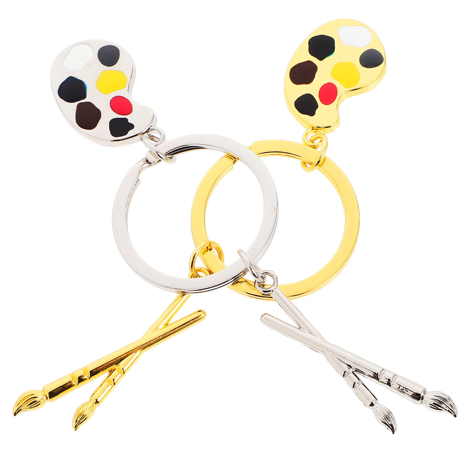 

2 Pcs Lanyard Painting Pen Keychain Child Silver Metal Novelty Fashion Hanging Pendant