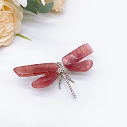 1PC Natural Pink Strawberry Quartz Dragonfly Crystal Stone spar crafts Butterfly Statue Reiki Healing Home Decor Children Gift